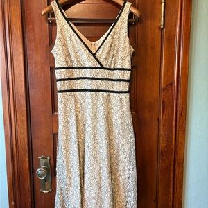 Bisou Bisou Cream and Black Lace Dress